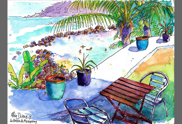 Dérives du bassin de Manapany, peintures, Alain Ducros