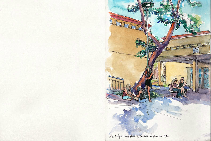 Carnet de voyage au lycée Ambroise Vollard, décembre 2015 , croquis aquarellés  Alain Ducros