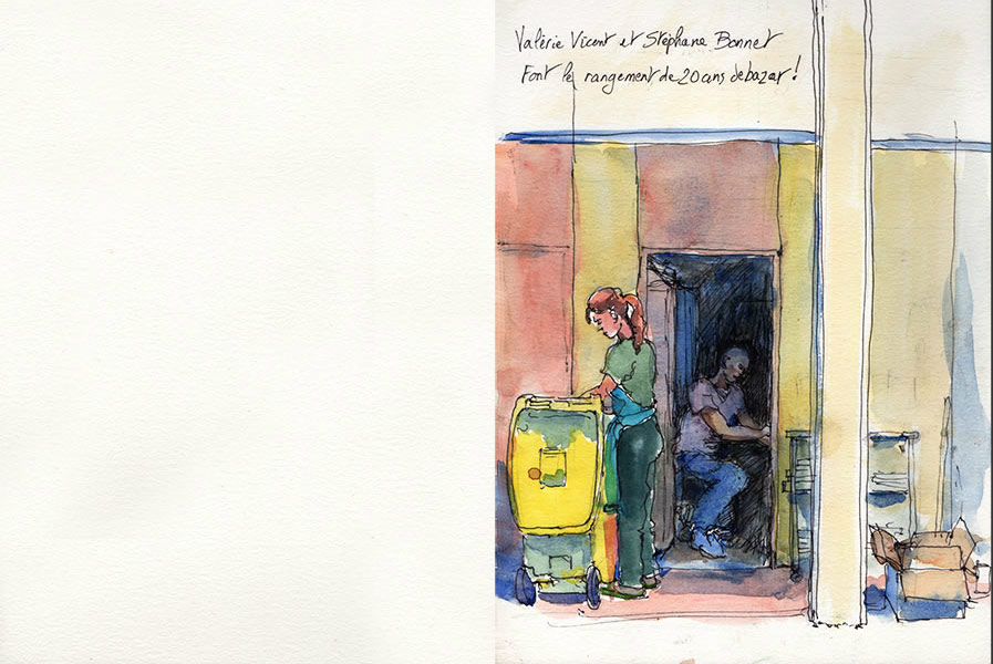Carnet de voyage au lycée Ambroise Vollard, décembre 2015 , croquis aquarellés  Alain Ducros