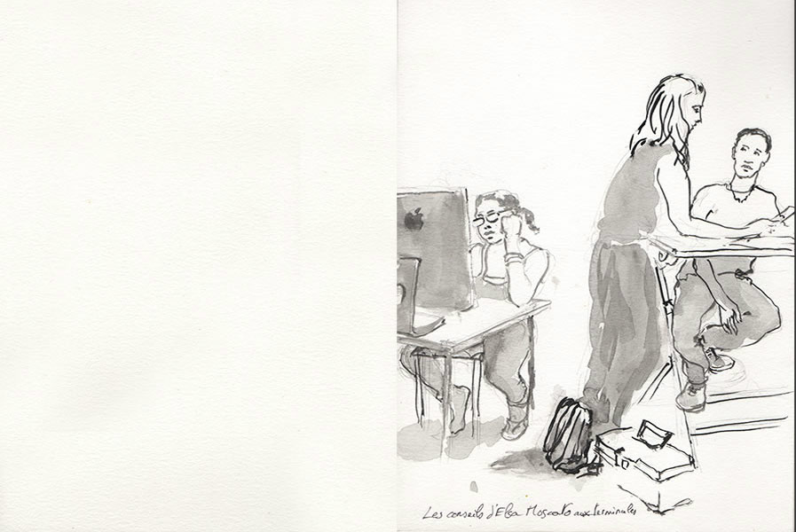 Carnet de voyage au lycée Ambroise Vollard, décembre 2015 , croquis aquarellés  Alain Ducros