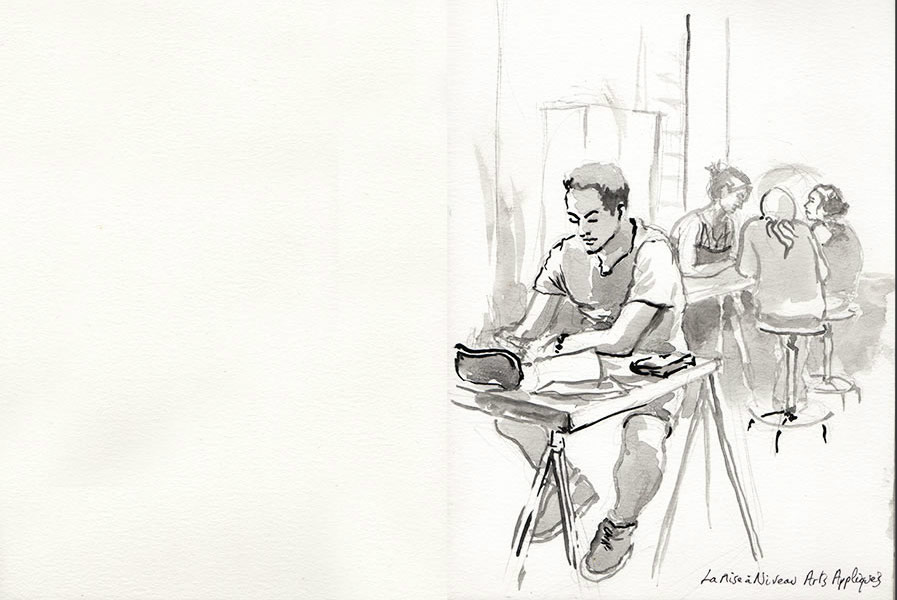 Carnet de voyage au lycée Ambroise Vollard, décembre 2015 , croquis aquarellés  Alain Ducros