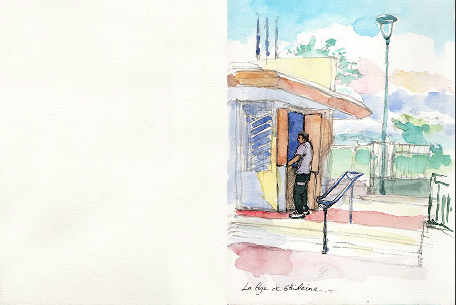 Carnet de voyage au lycée Ambroise Vollard, décembre 2015 , croquis aquarellés  Alain Ducros